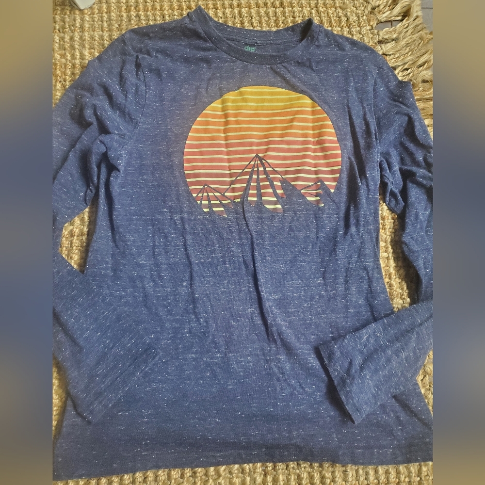 Blue Long Sleeve Shirt with Sunset Graphic BY Dip Size Small